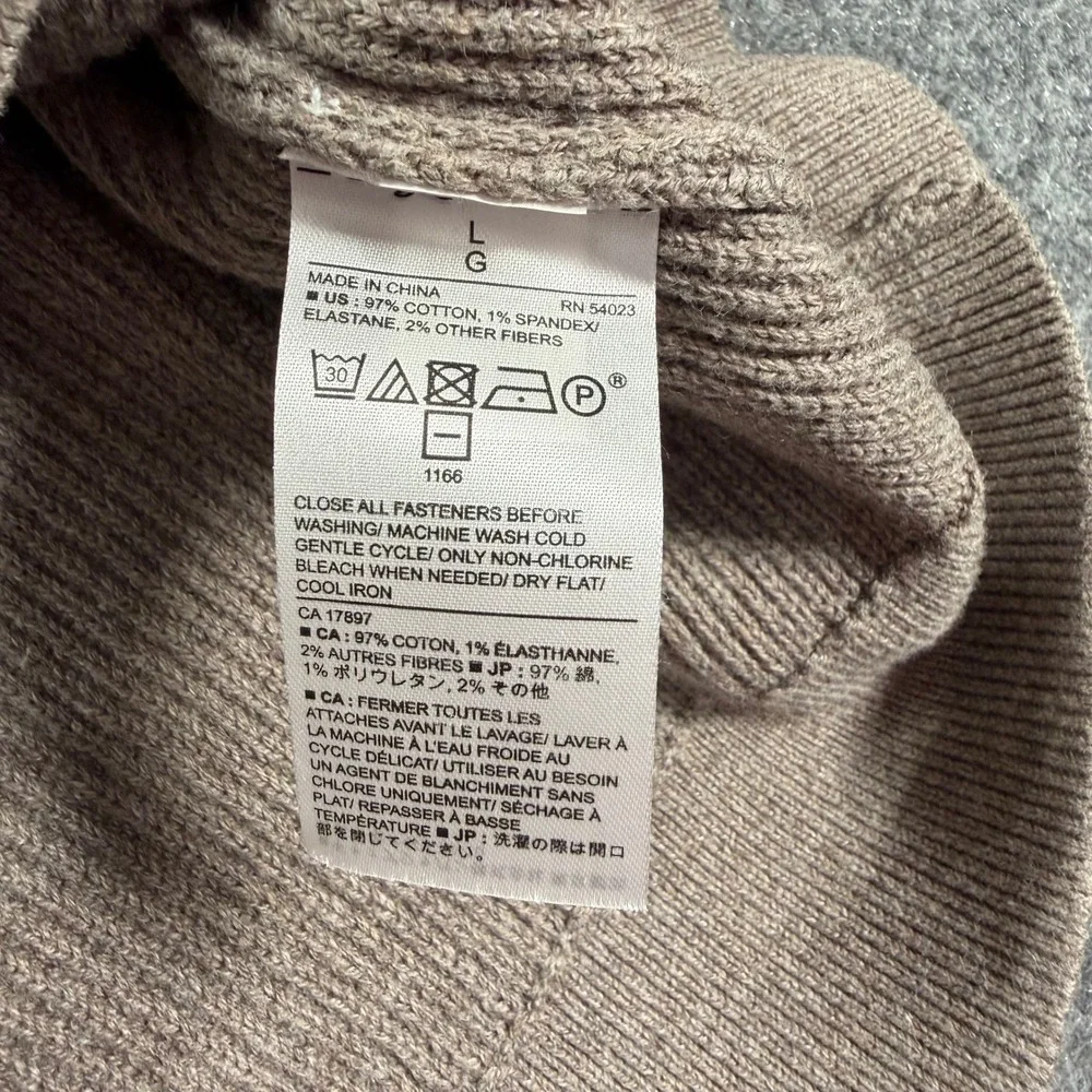 Banana Republic Mens Shawl Collar Ribbed Sweater Taupe Brown Large #4163
